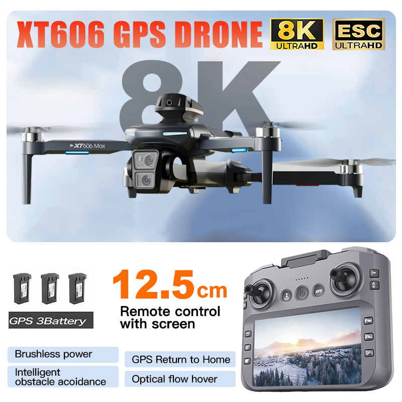 Drone Multispectral - XT606 MAX 3 batterij Drone 4k